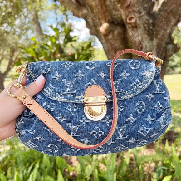 Authentic✅Louis Vuitton Denim Bag Mini Pleaty Monogram Vintage Jean Shoulder Bag - Picture 13 of 13